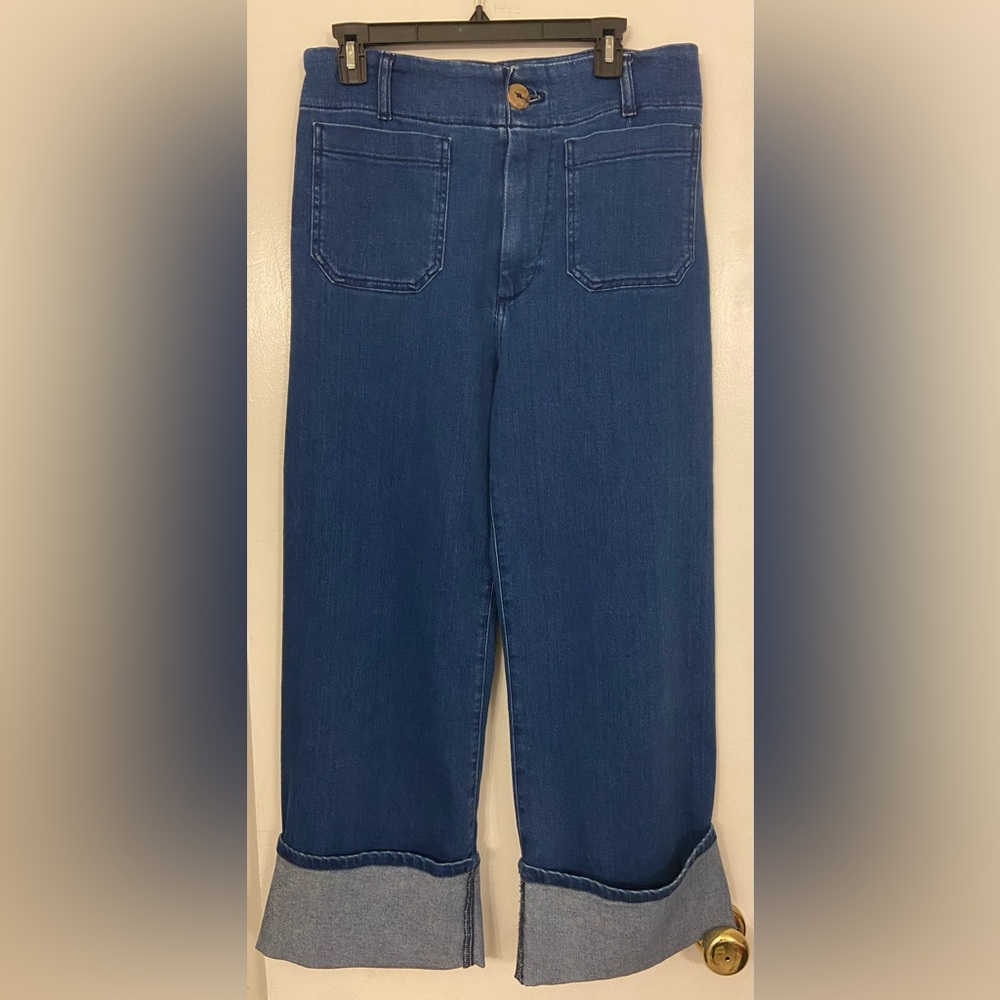 Maeve The Colette Cuffed Wide Leg Jeans Blue Size 30 - Picture 4 of 10